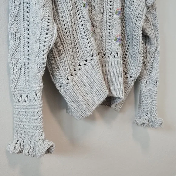 Zara Gray Embroidered Oversized Sweater - Picture 11 of 15